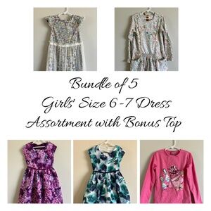 Bundle of 5 - Girls' Size 6 Dress Assortment with Bonus Top great condition